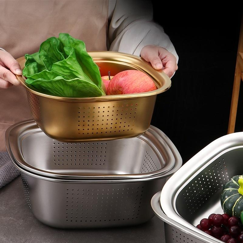Stainless Steel Kitchen Strainer Basket Drain Bowl Vegetable Washing Colander