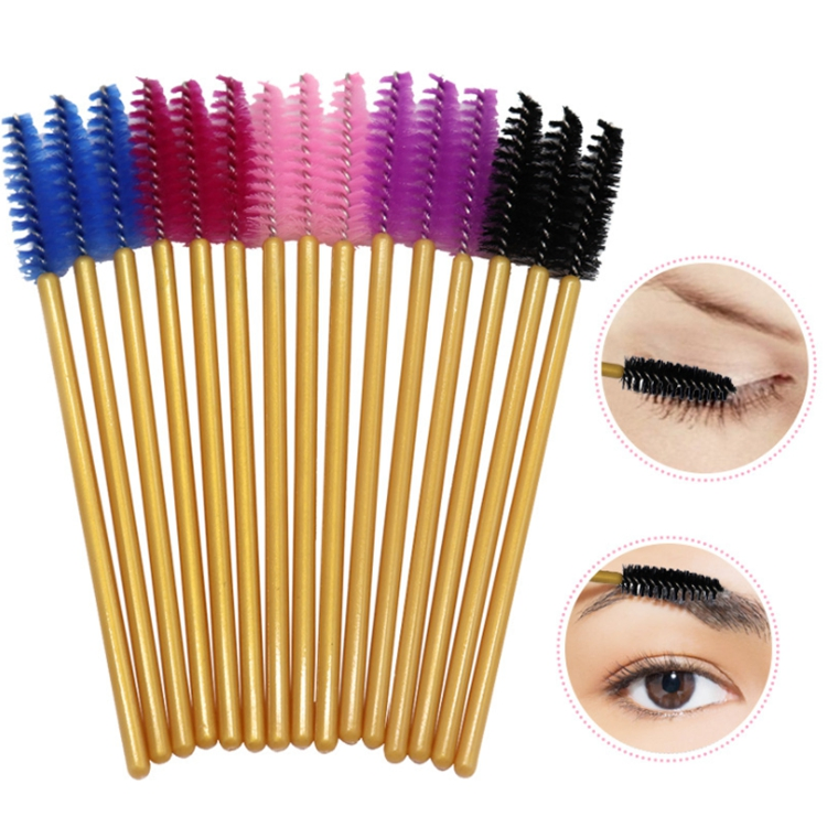 Eco Disposable Spoolie Golden Handle Eyelash Mascara Brushes Black Pink and Gold Lash Extension Mascara Wands