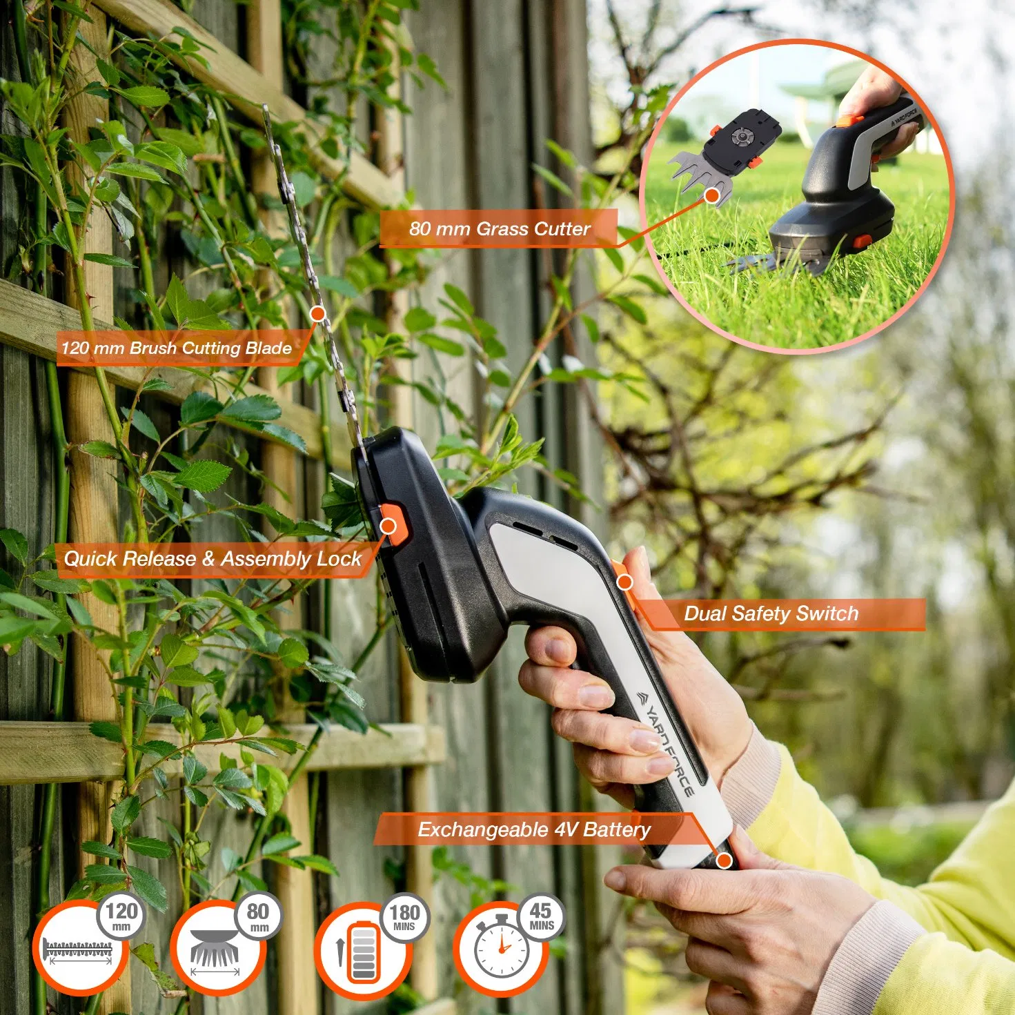Yard Force Vita Hand Tool Set for Gardens and 4V Balconies with Portable Box and Lithium Ion Battery - Hx V06s