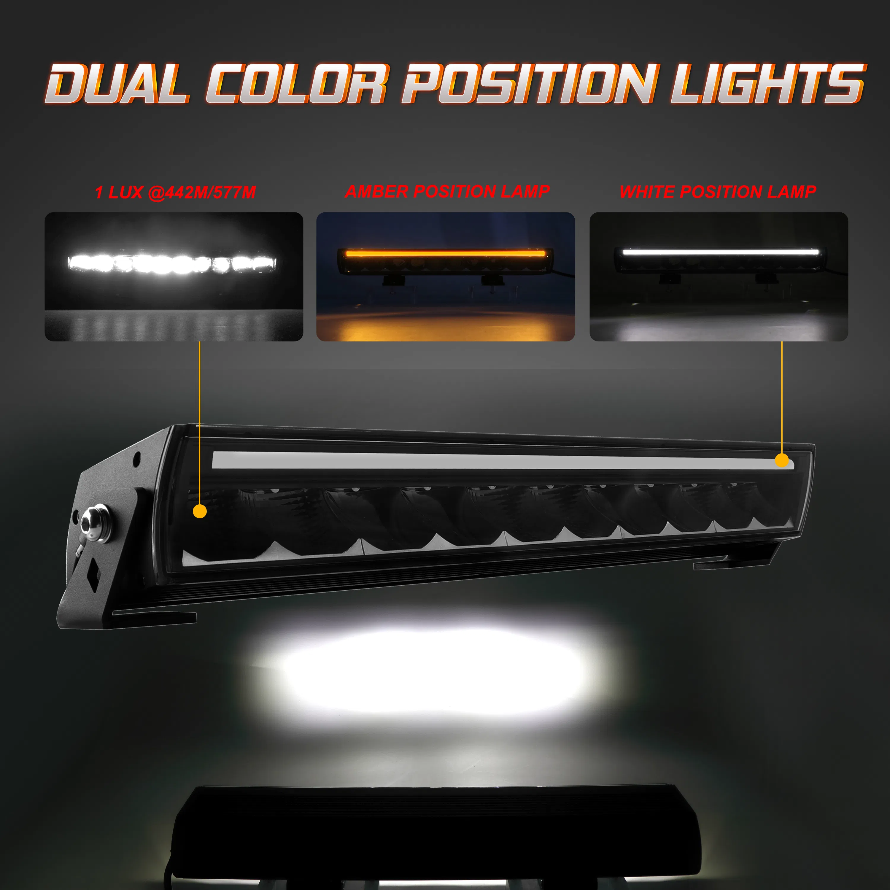 Brtled Patent White Amber DRL LED Light Bar