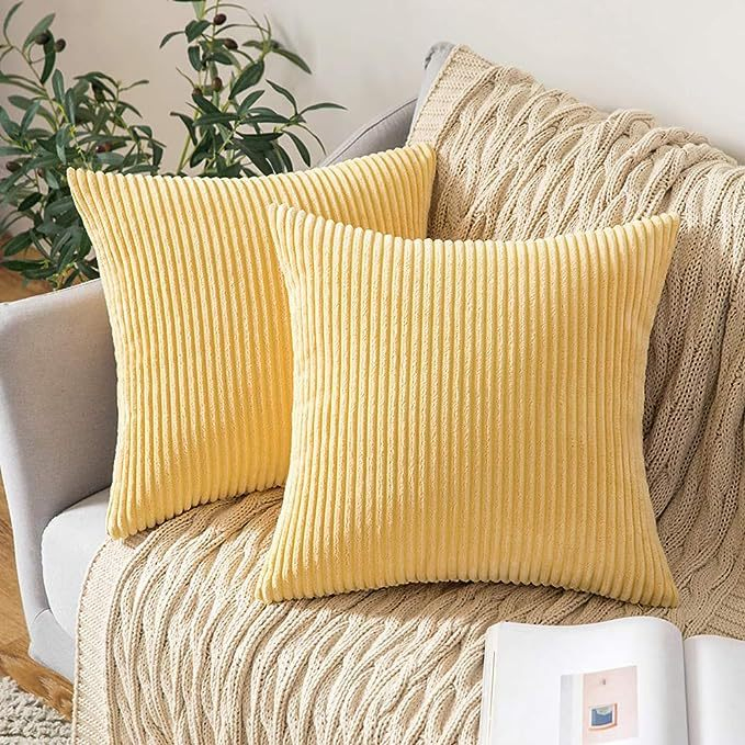 Home Decorative Soft Striped Velvet Square Throw Pillow Cover for Bedroom
