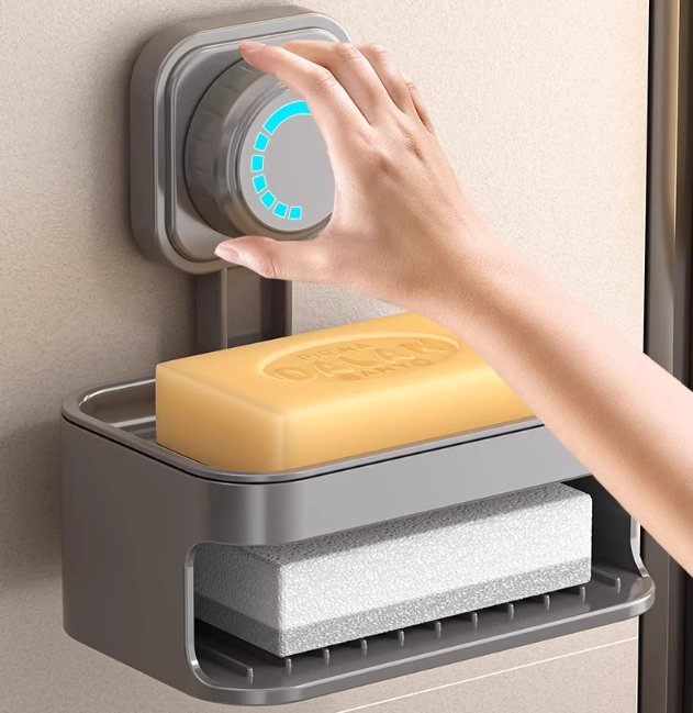 Suction Soap Holder for Home, Draining Soap Dish, Wall-Mounted Storage Rack