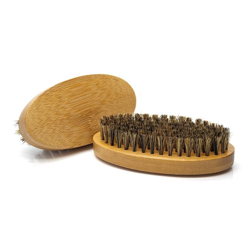 Hot-Selling Natural Eco-Friendly Wooden Boar Bristle Men's Facial Cleansing Beard Brush