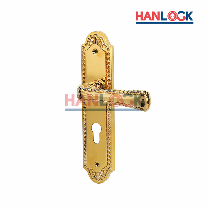 Multi-Layer Electroplating Zinc Plate Door Handle with Decorative Gold Patterns