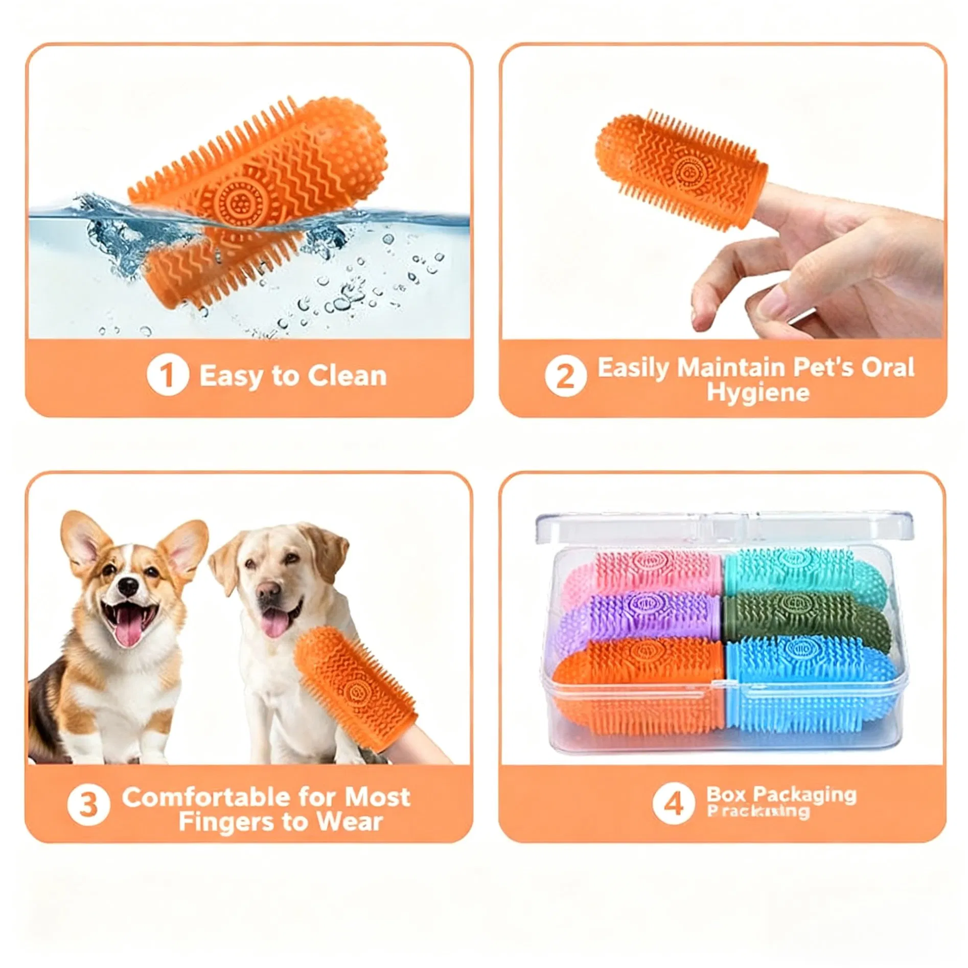 Hot Selling Pet Dog Cat 360 Degree Food Grade Silicone Finger Toothbrush