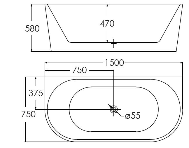 Отдельностоящая акриловая ванна с гидромассажем