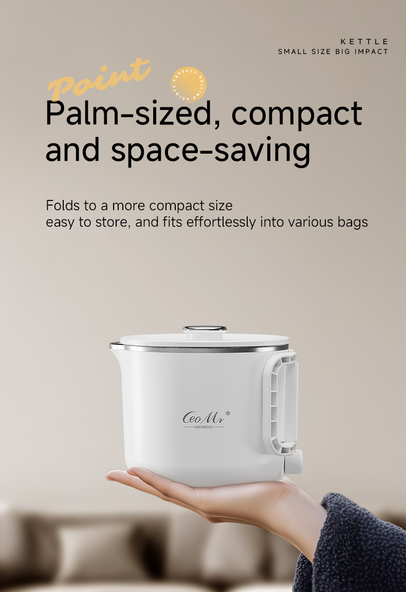 Travel Electrical Water Heater Kettle Portable Mini Pot Stainless Steel Boiler Compact Small Heating Bottle
