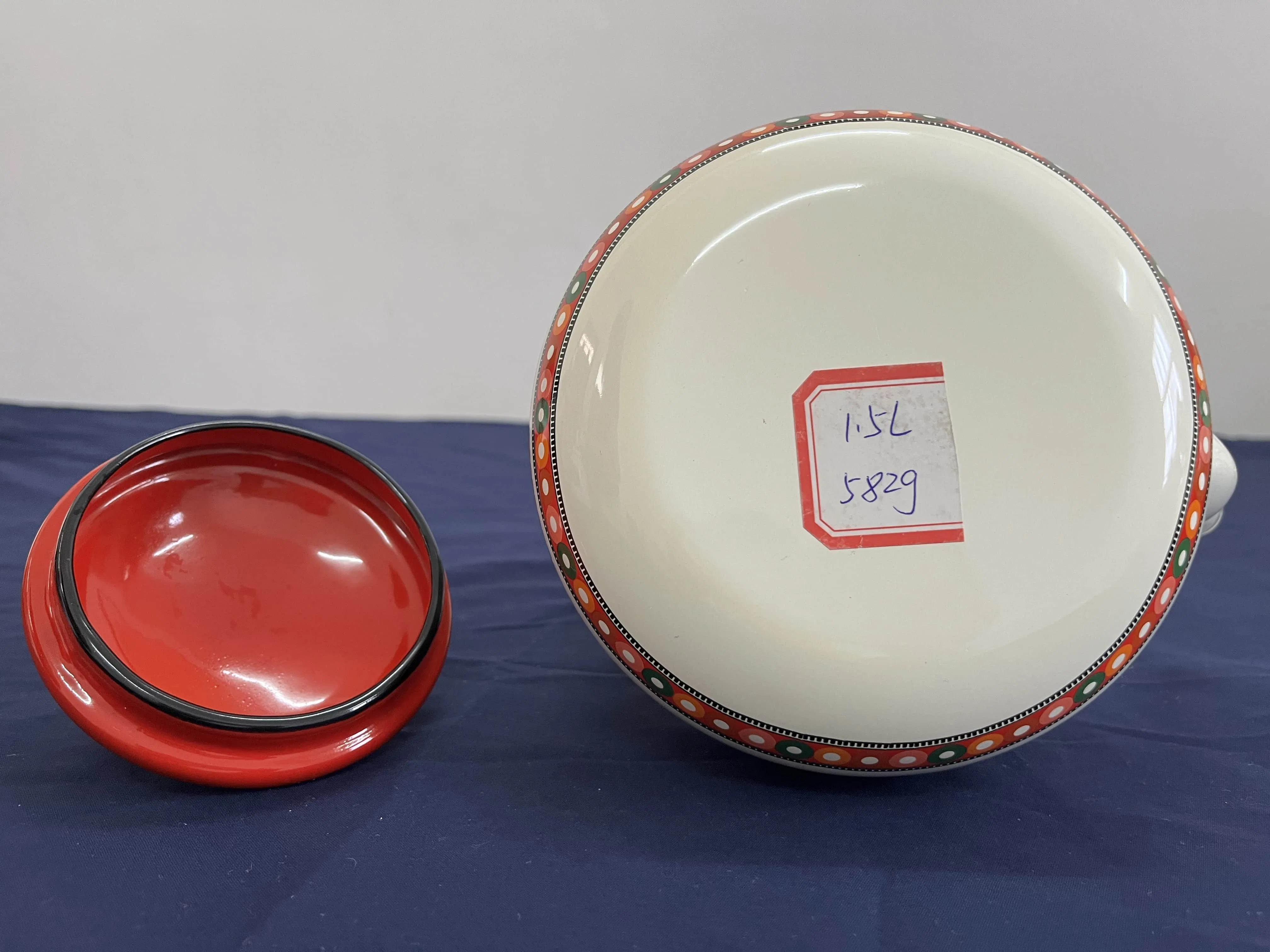 Hot Wholesale Milk White Enamel Pot with Red Lid