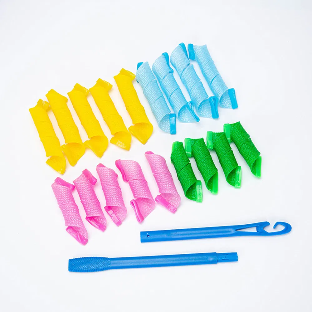 DIY Modelling Plastic Curly Hair Wavy Mesh Hair Styling Tool Kit Heatless Hair Curler Roller