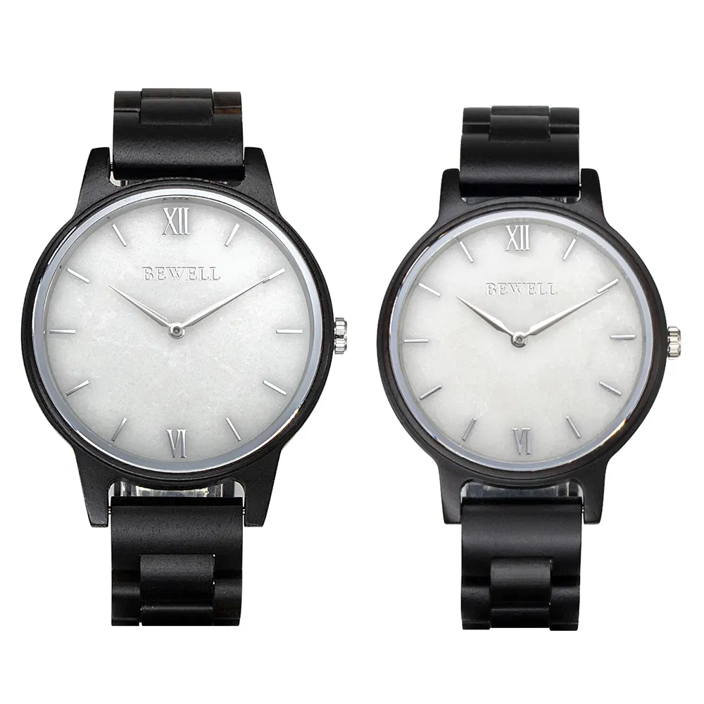 2024 Handmade Luxury Men's Wood Watch White Marble Sapphire Glass Personalized Lover's Analog Custom Engraved Wooden Watches