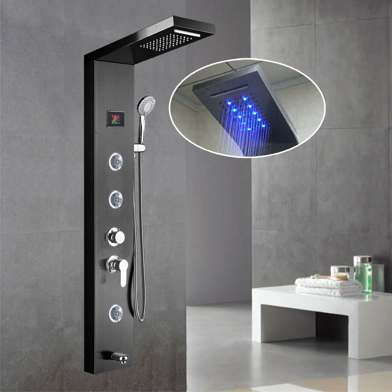 Sanipro Top Manufacturer Multi Function Rainfall Massage Jets Shower Towers Set 304 Stainless Steel Bathroom Shower Panel