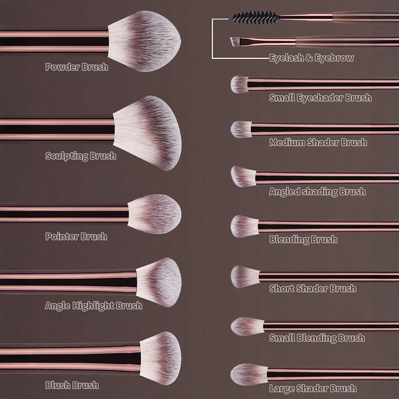 Professional Cruelty Free Synthetic Wooden Handle Foundation Blush Brow Eye Makeup Brush Set