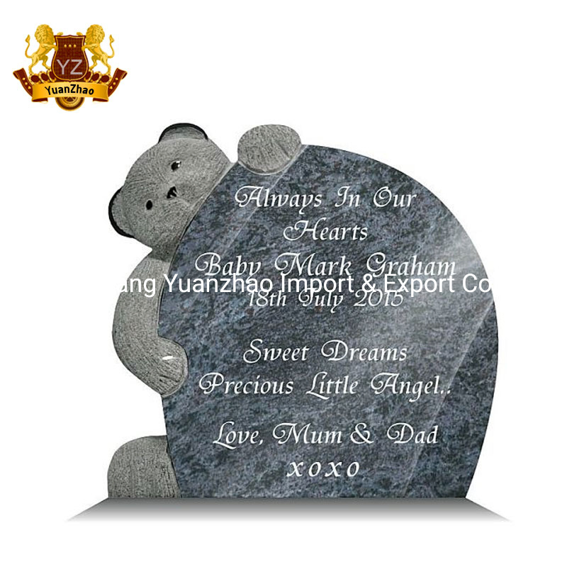 Grave Yard Decoration Teddy Bear Blue Pearl Granite Baby Children Tombstone