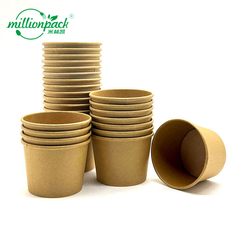 Eco-Friendly Kraft Paper Soup Bowl with Double Wall Insulation