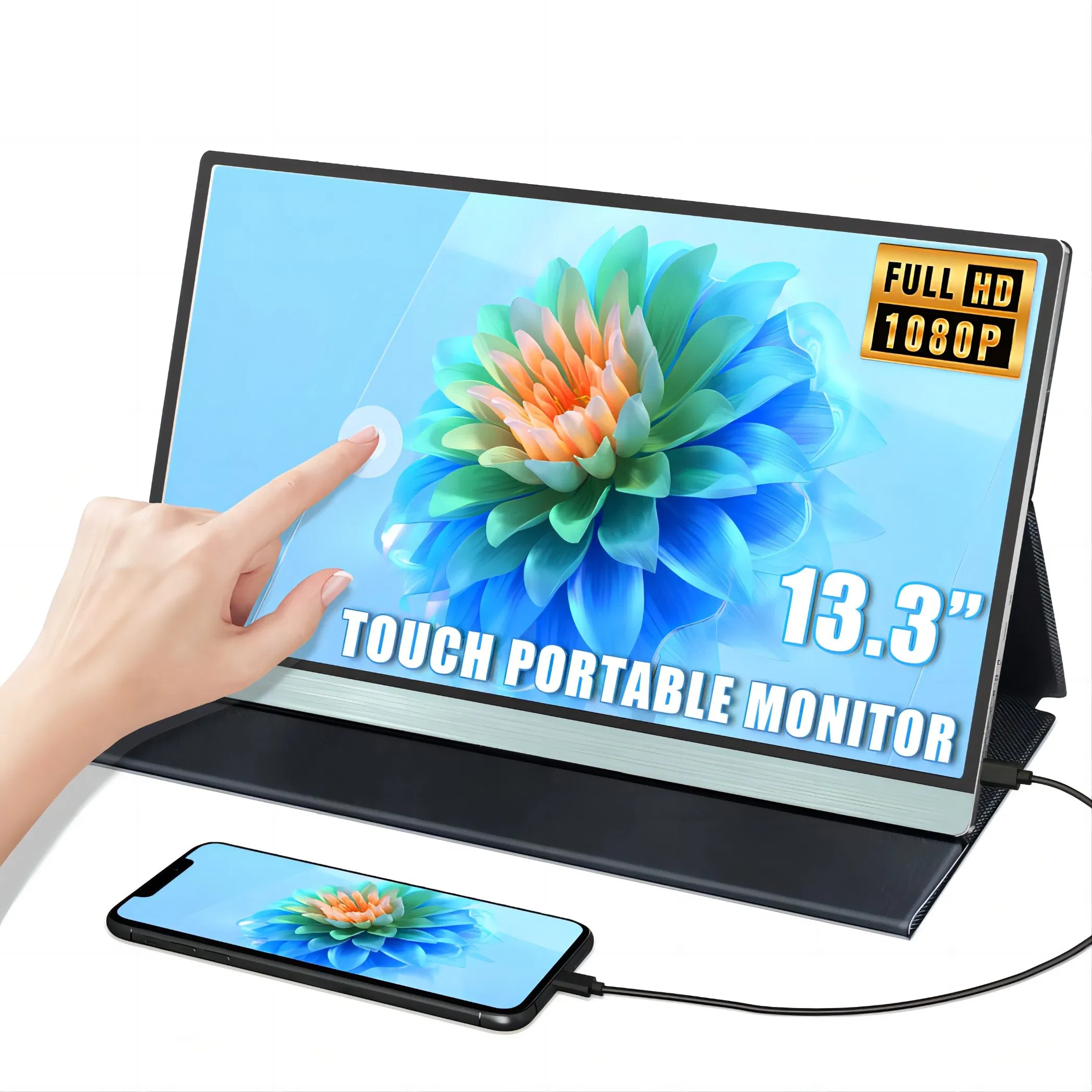 Laptop Screen Extender Type C 13.3 Inch 2K/4K LCD Module High Light Touch Screen 1920*1080P Dual Gaming Monitor Accessorie LCD Touch Display Monitor