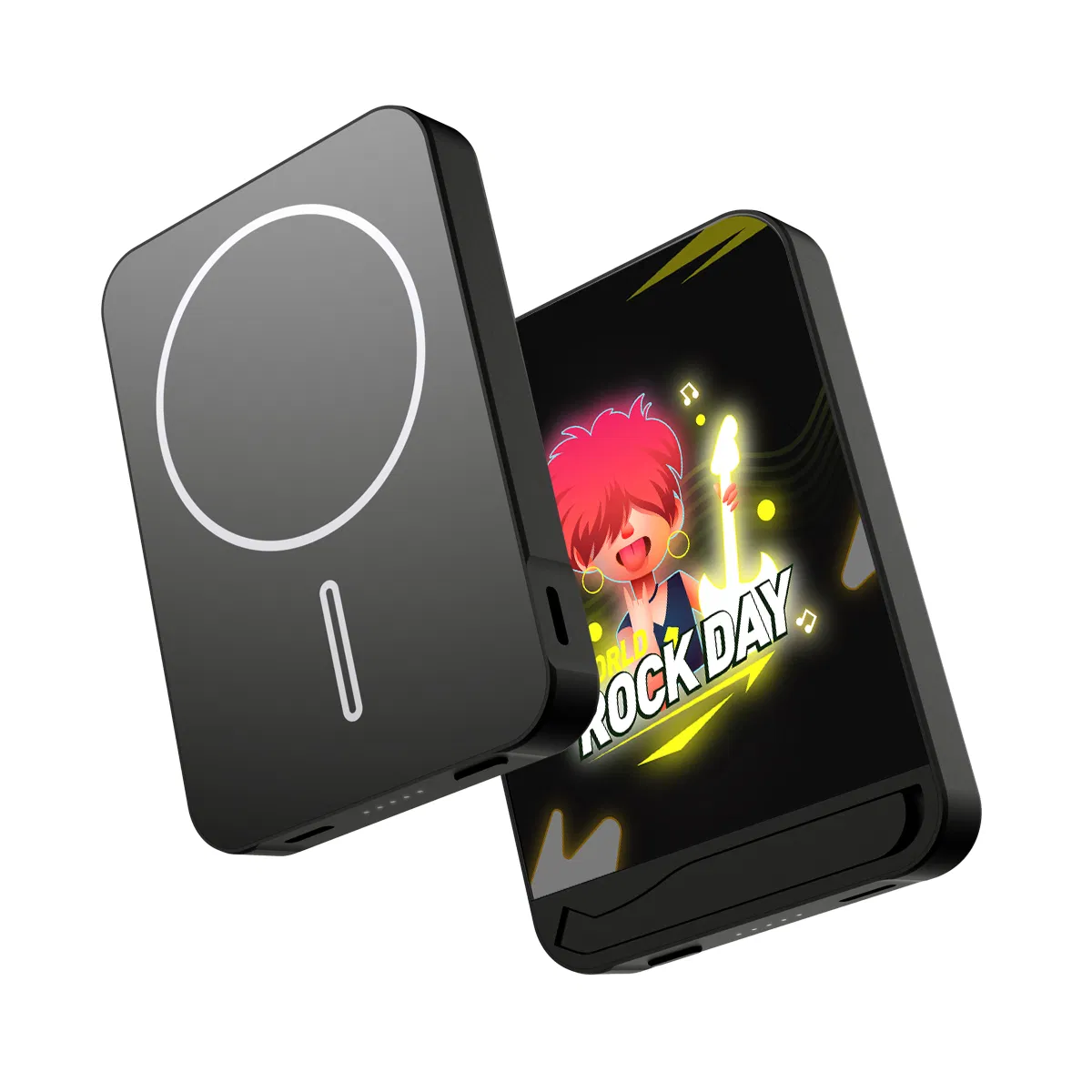 Magsafe 5000mAh Quick Charge Power Bank Light up Your Color Logo Magnetic Power Bank with Phone Stand