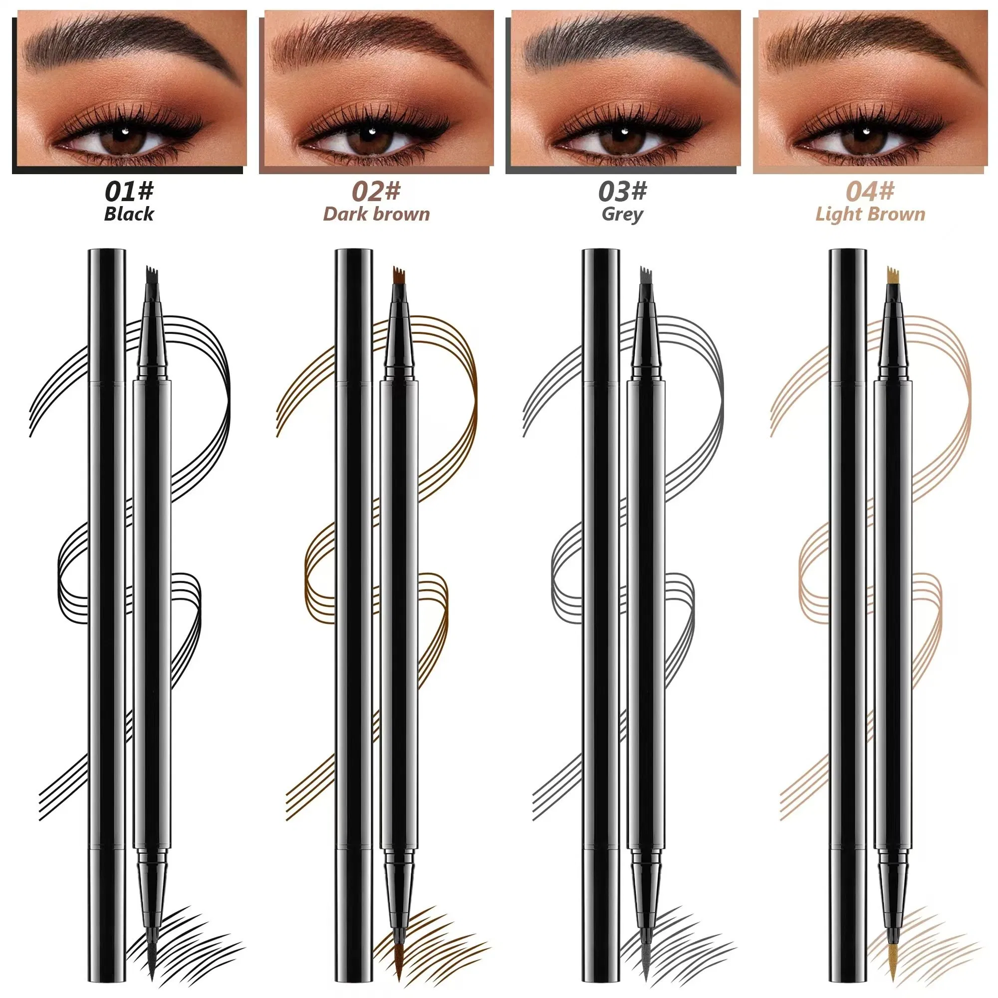 Custom Long Lasting Wholesale Eye Brow Pen Waterproof Double Head Eyebrow Pencil
