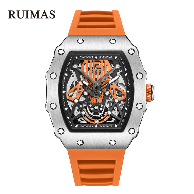 Hot-Selling Brand Fashion Sport Style Silicone Band Waterproof Automatic Mechanical Watch