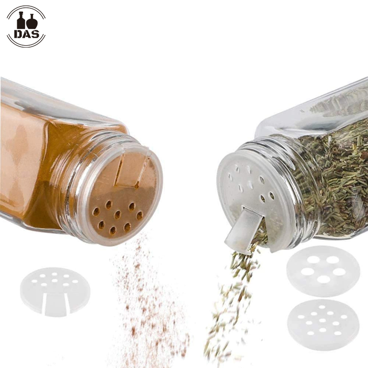 Hot Sale 4oz Square Clear Glass Spice Seasoning Condiment Bottle Glass Storage Spice Jar with Shaker Top
