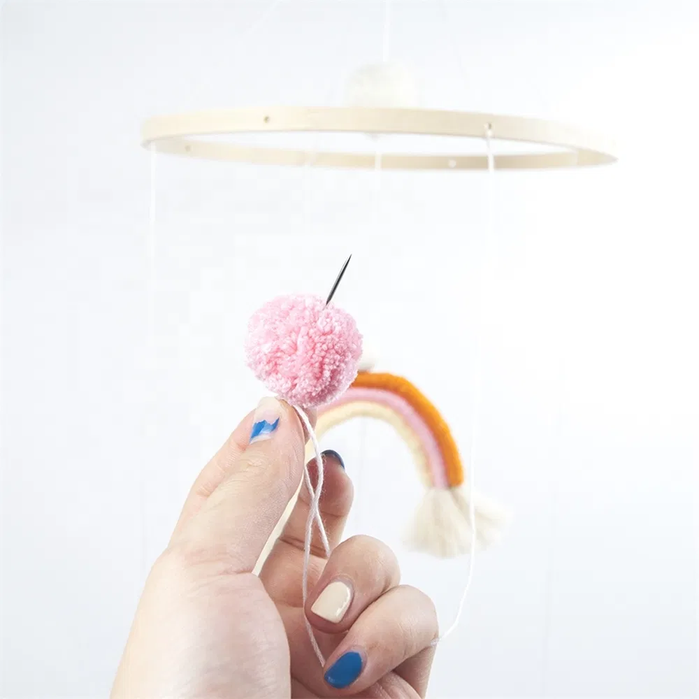 Bamboo Mobile Bell Bed Bell Circle with Pompom Maker