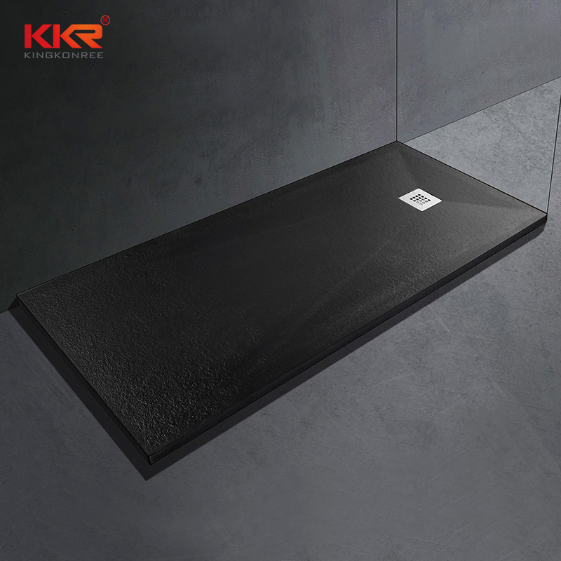 Custom Bathroom Black Poly Marble Shower Base Shower Tray