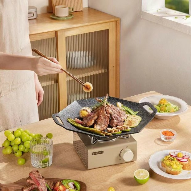 Non-Stick Round Grilling Pan for Stove Top Induction Cooker