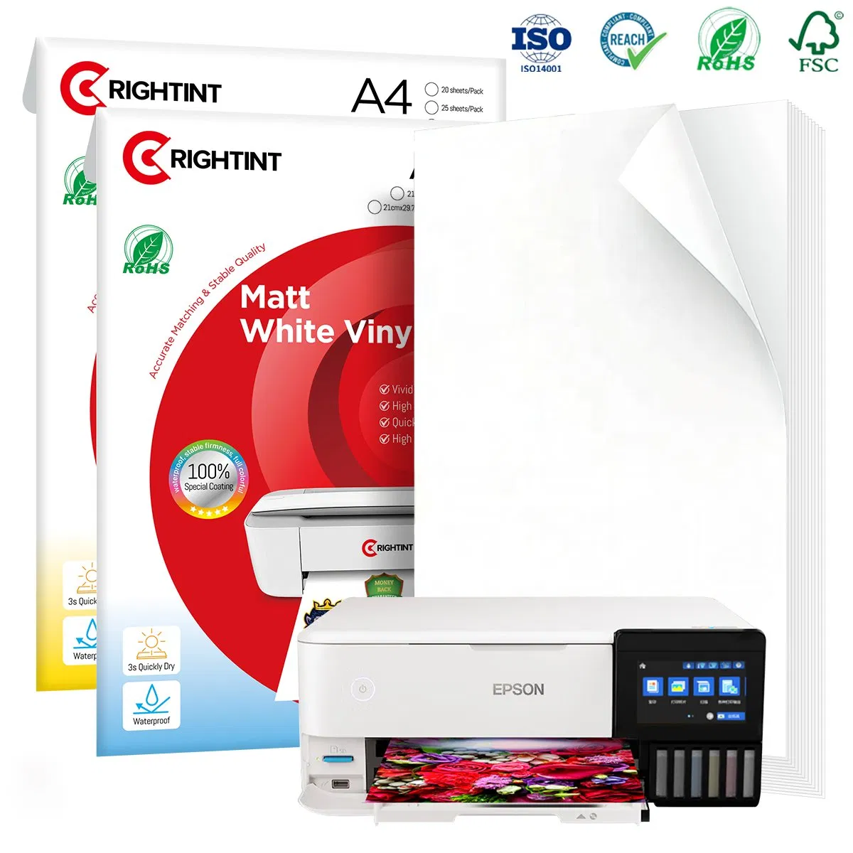 Custom Inkjet Matte White PP Adhesive Roll Label