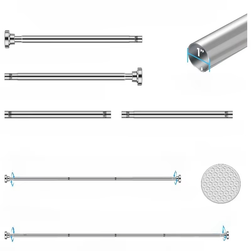 Promotional Hot Sale Anti-Slip Non-Drill Surface Adjustable Expandable Shower Curtain Poles