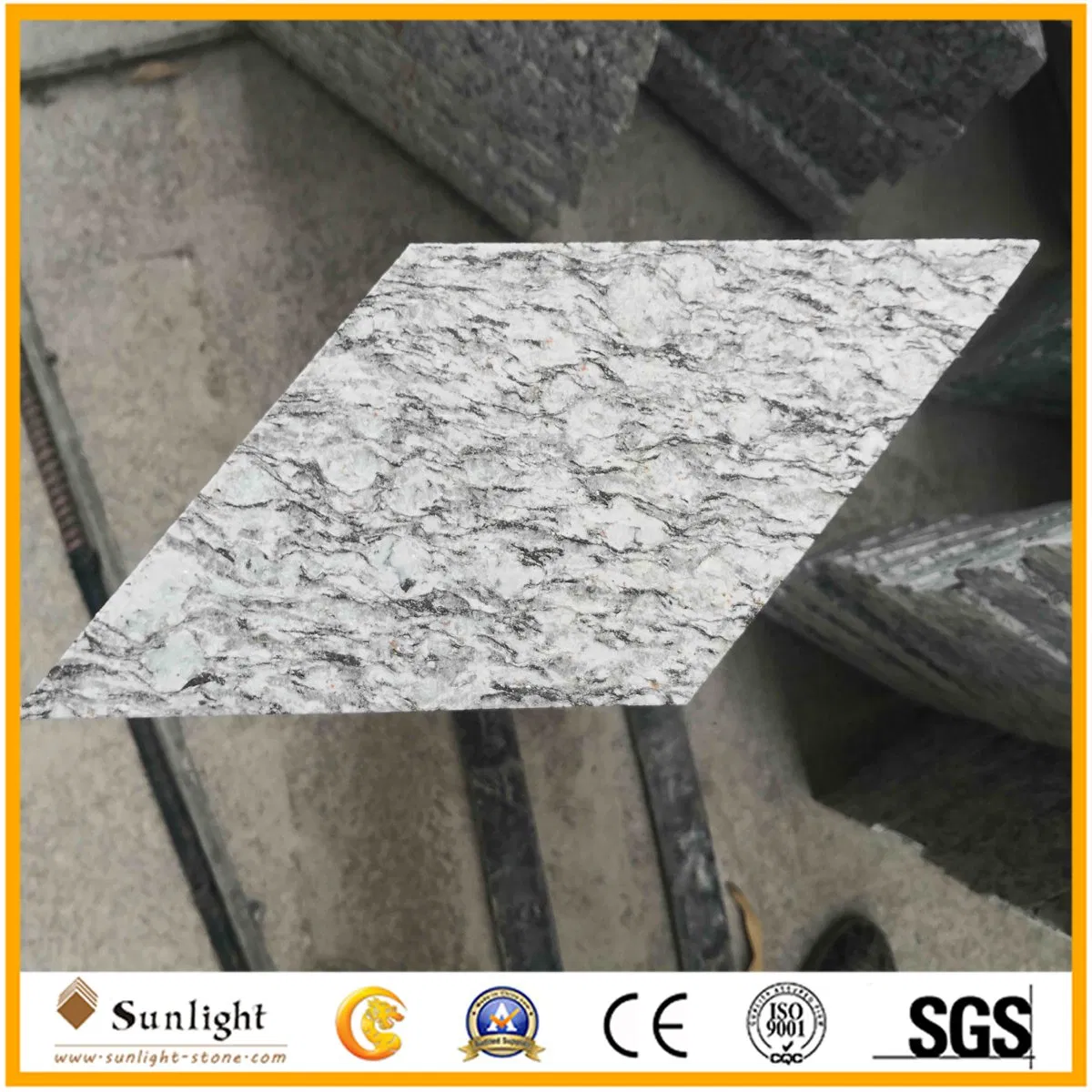 Cheap Grey Sea Flower Granite Stone Rhombus Paving Stones for Landscape