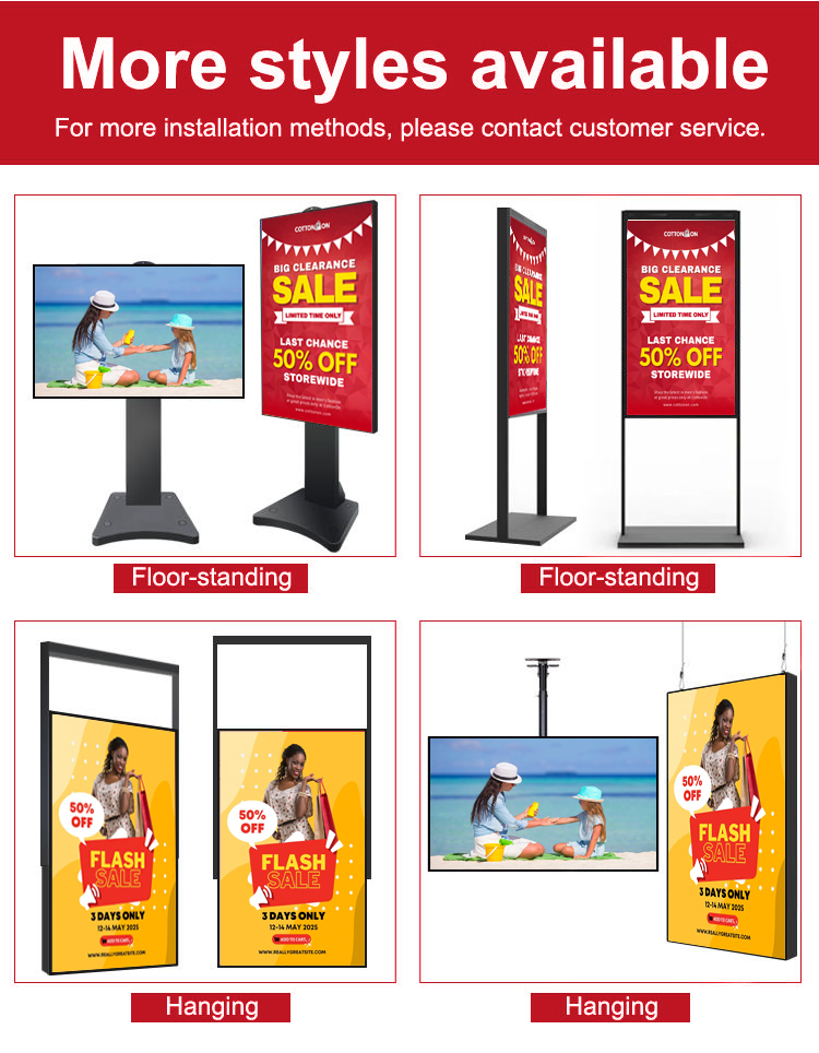 55 Inch High Brightness Advertising Kiosk 4K Digital Signage Indoor LCD Display Hanging LCD Screen