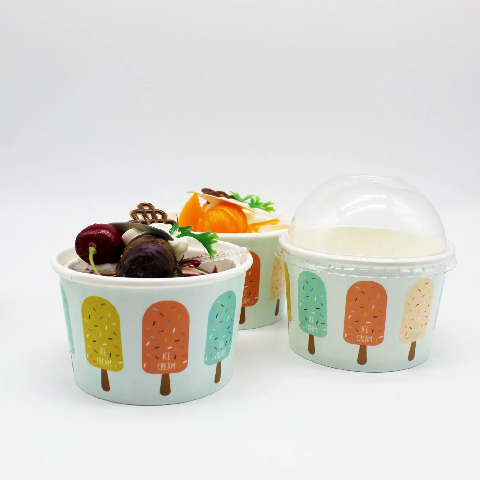Disposable Ice Cream Paper Cup/ Box with Lid and Spoon