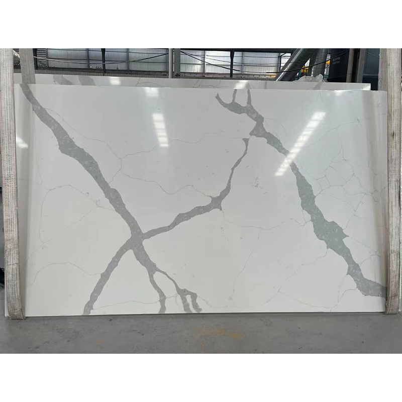 Calacatta Grey/White Polished Engineered Stone Quartz Big Slabs