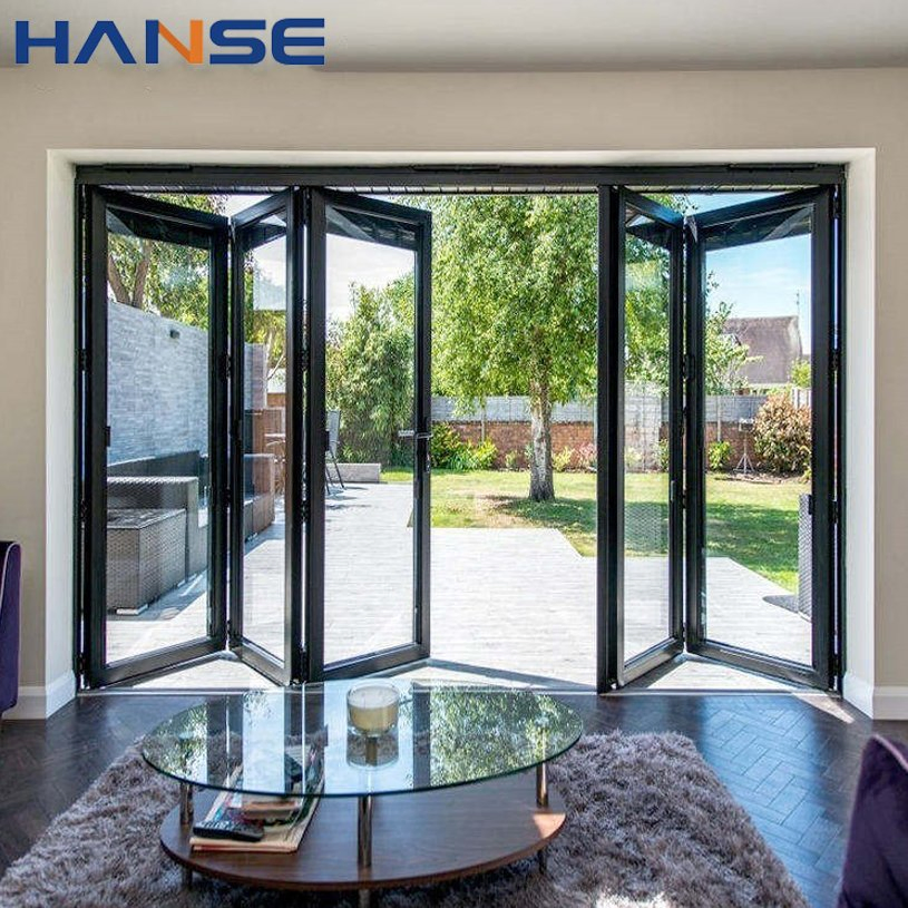 Exterior Thermal Break Aluminum Folding Door Accordion Large Big Bi-Fold Sliding Main Entrance Patio Folding Door