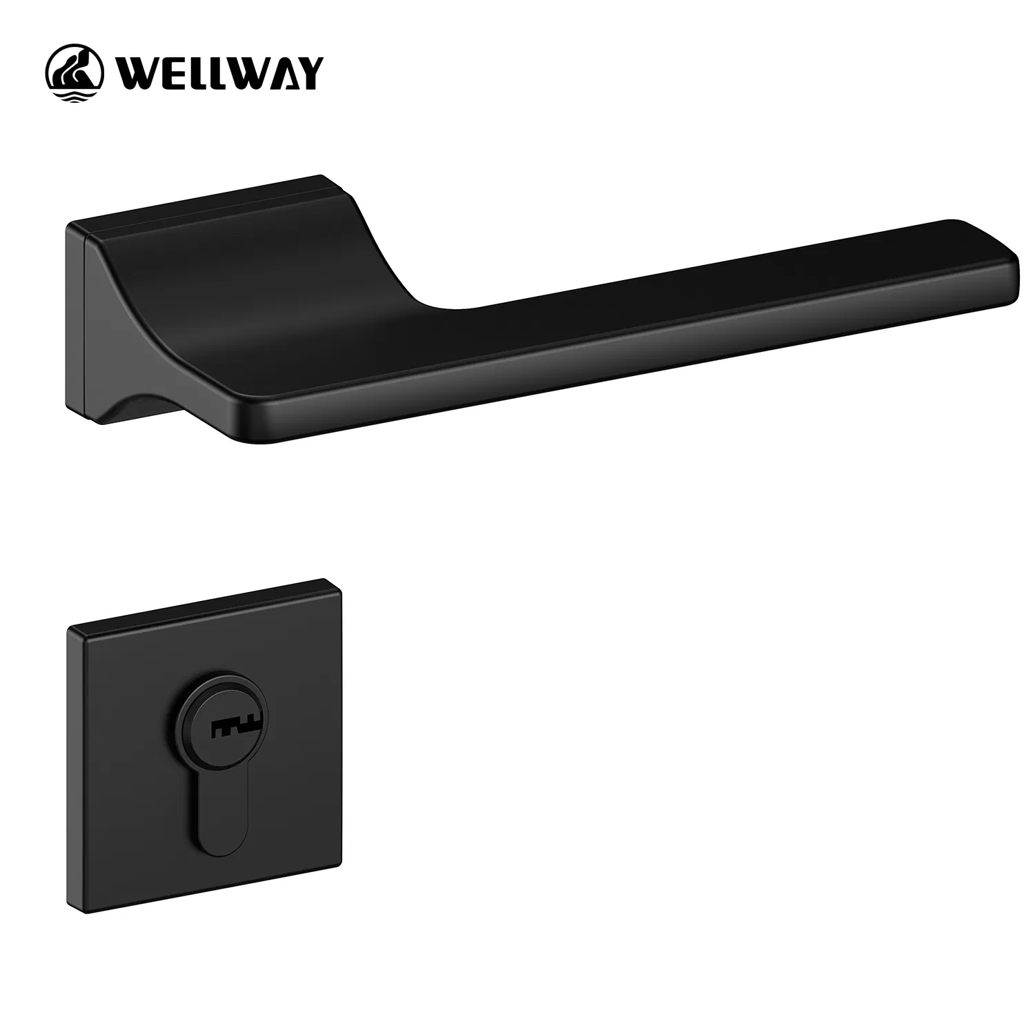Factory Outlet Stylish Rectangle Rosette Modern Tech Zinc Alloy Lever Door Handle for Interior Wooden Doors with Customization OEM/ODM