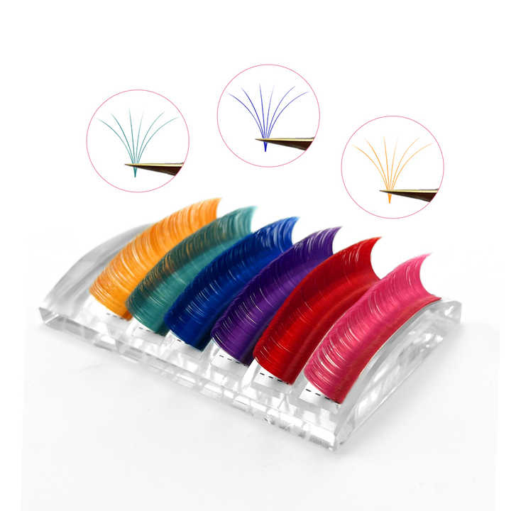 High Quality One Second Lash Easy Fan Eyelashes Extension Eyelash 8-25mm Volume Rainbow Color Extensions