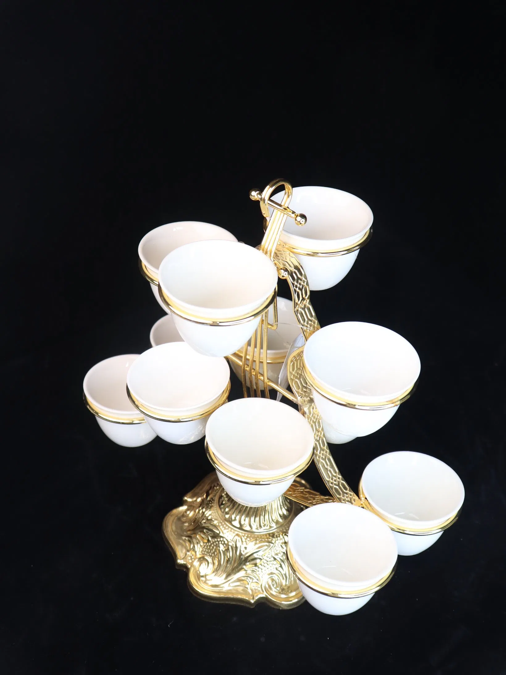 New High-End Gold-Plated Iron Strip with 12 Ceramic Cups