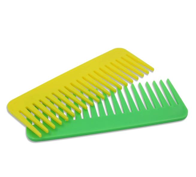 Custom Logo Colorful Plastic Flat Hair Brush Wide Tooth Comb