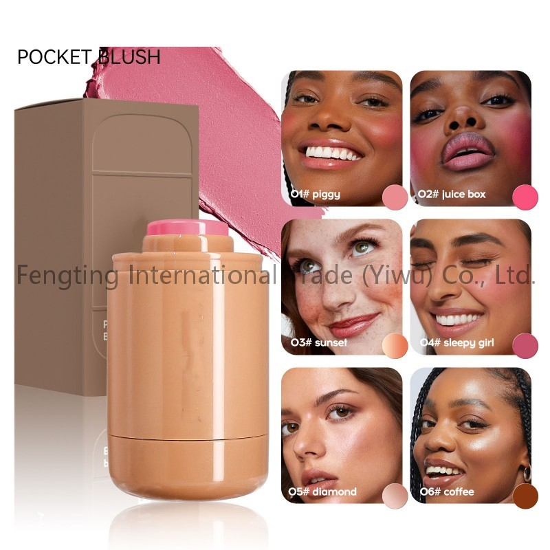 Natural Mineral Dual Purpose Lip and Cheek Blush Stick Pocket Size 6 Color Cream with Long Lasting Highlight and Water Glow Finish Blush