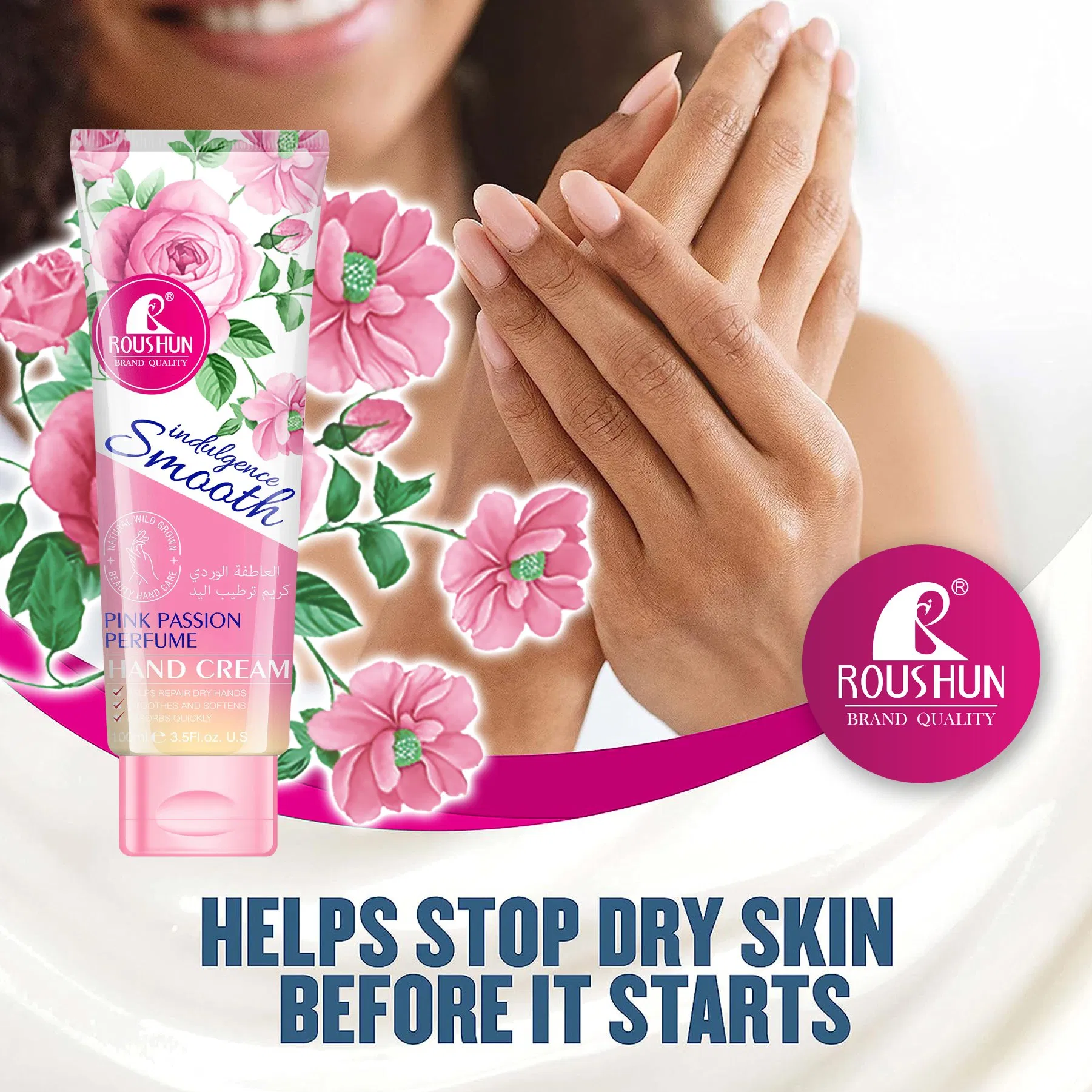 Roushun Protective Whitening Smoothing Hydration Moisturizer Nourishing Rose Hand Cream Used for Skin