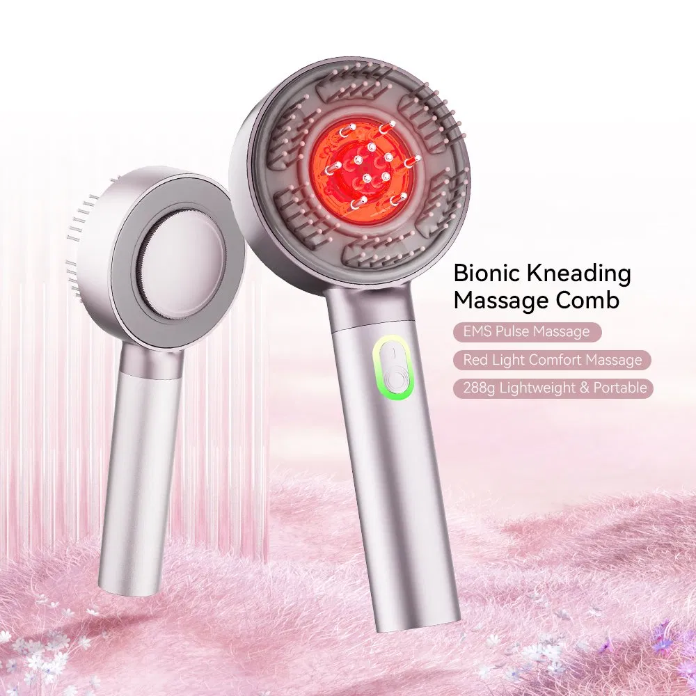 Электрическая EMS-расческа-массажер для головы с красным светом
