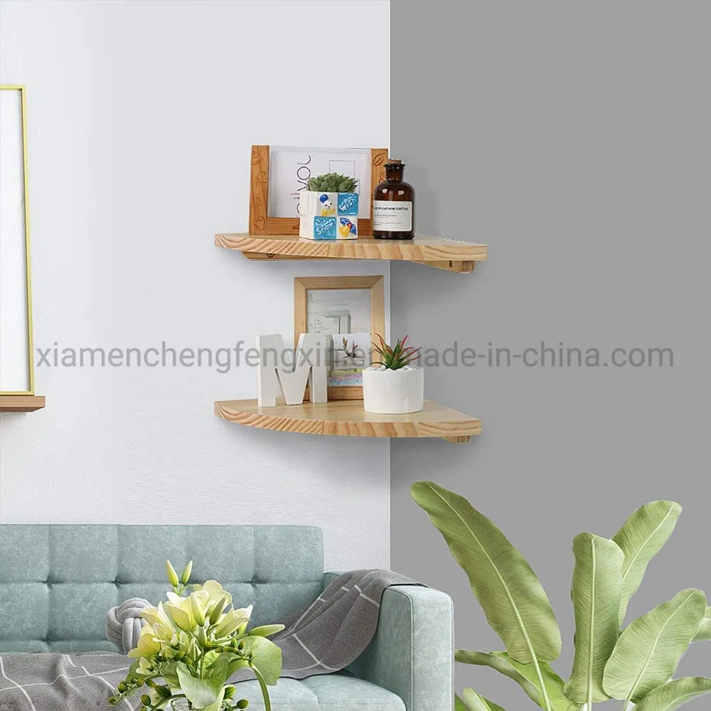 Corner Wall Shelf Set of 2, 12inch Corner Floating Shelves, Hanging Corner Shelf for Bathroom, Kitchen, Living Room, Bedroom, Solid Pine Wood