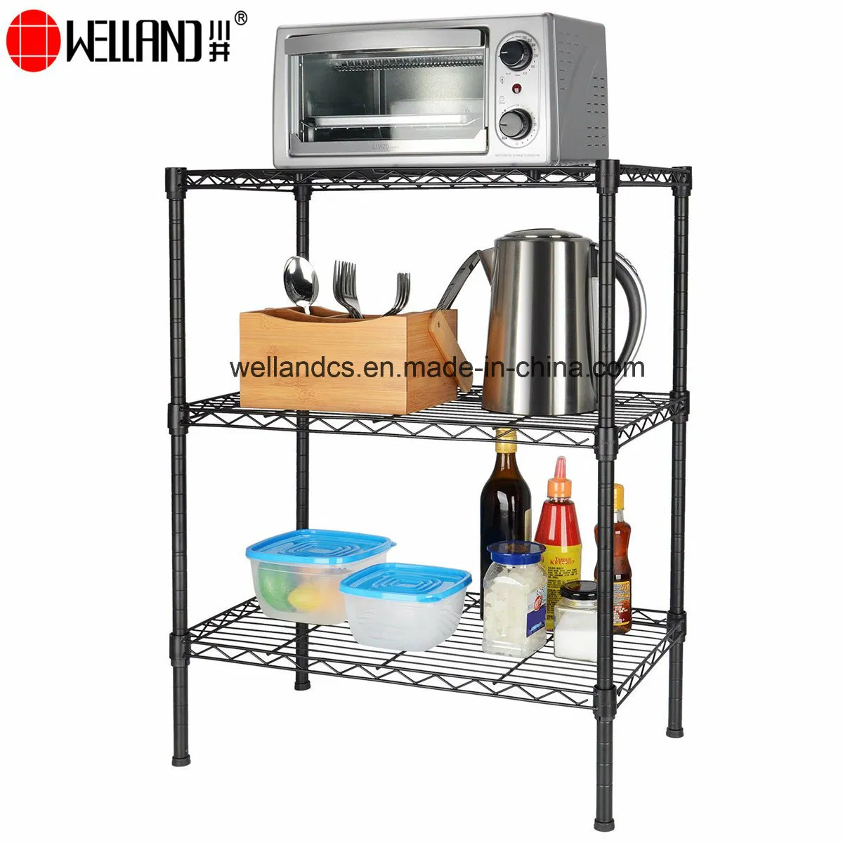 Трехуровневая проволочная стеллажная система для хранения