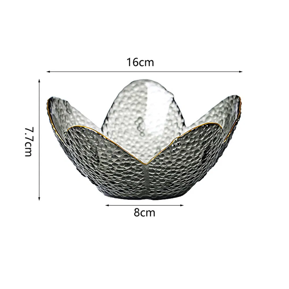 Hot Sale Creative Gold Rim Coloring Petal Hammered Rainbow Glass Bowl