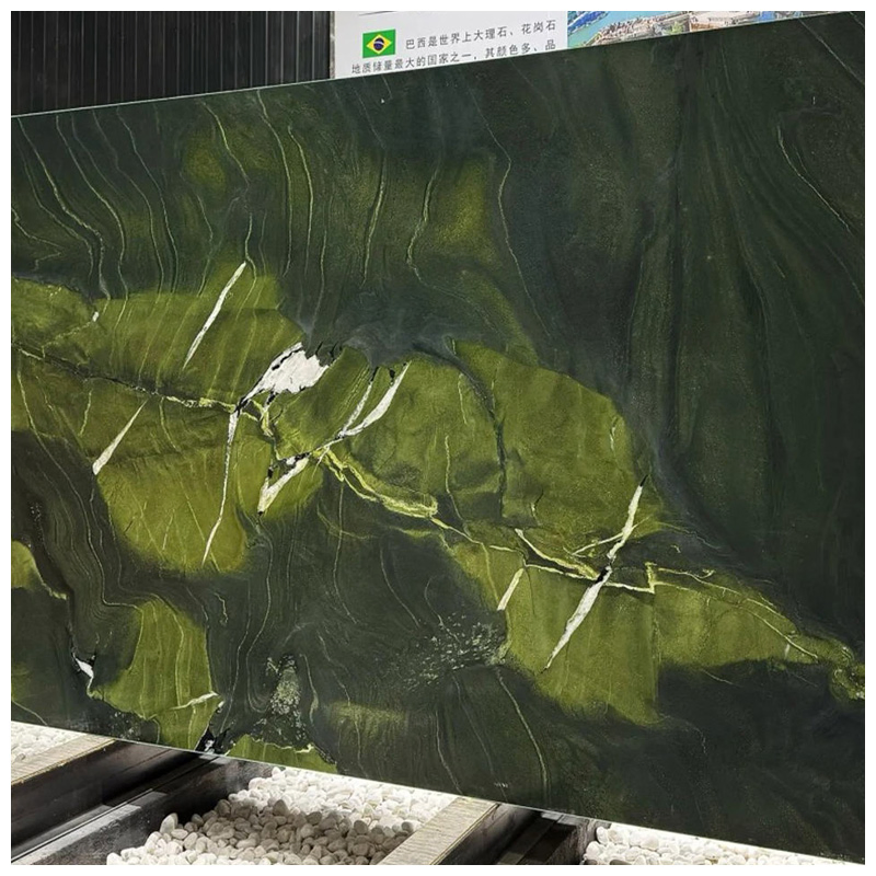 Brazilian Dark Green Avocatus Quartzite Leathered Slabs for Countertops and Tables