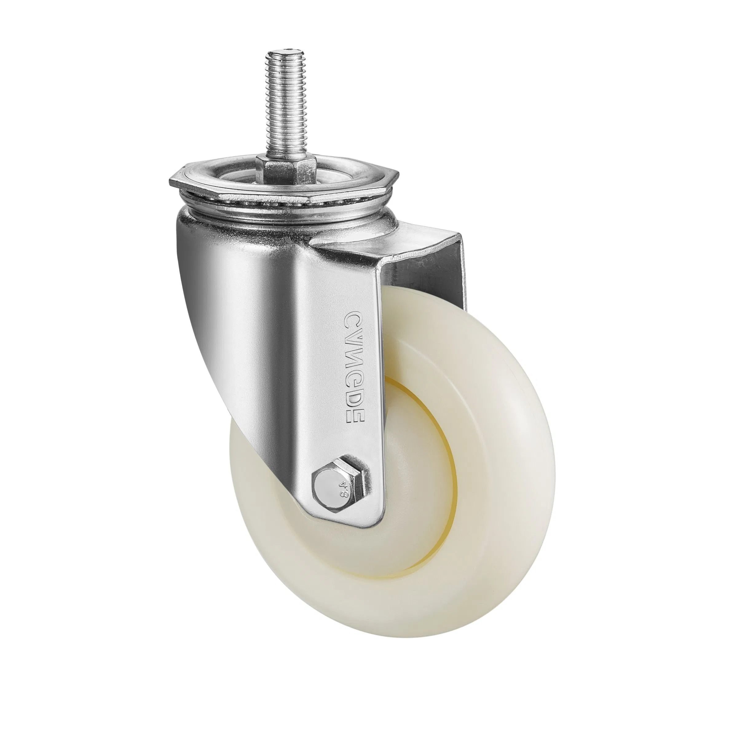 Total Lock Brake Caster, High-Strength White PP Wheel Ideal for Workshops