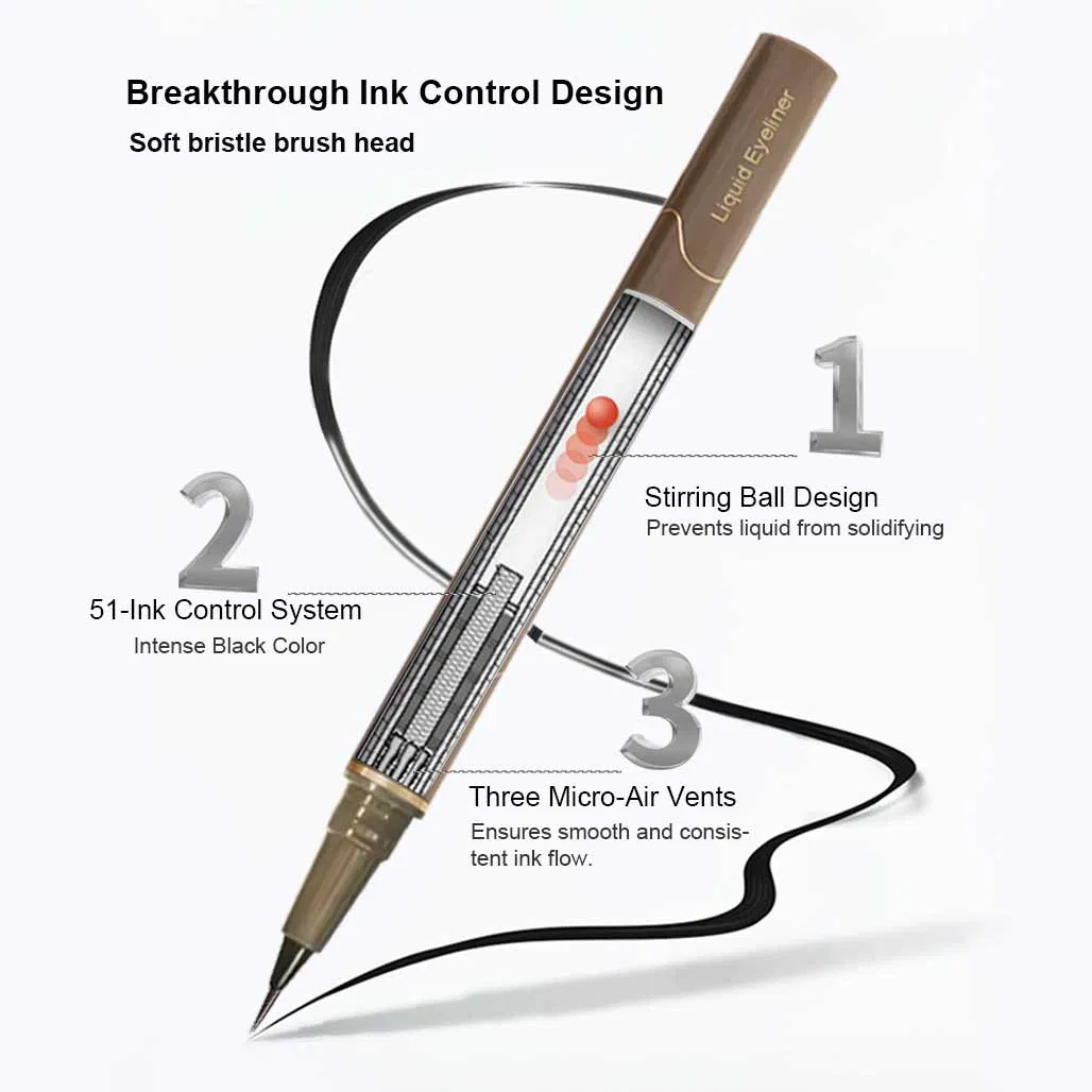 Ultra-Fine Permanent Hypoallergenic Natural Vegan Brown Black Waterproof Smudge Proof Liquid Eyeline