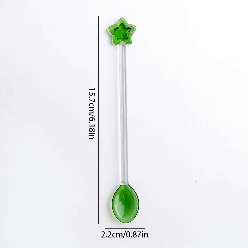 OEM High Temperature Resistant Oat Yogurt Coffee Glass Breakfast Colorful Round Glass Spoon