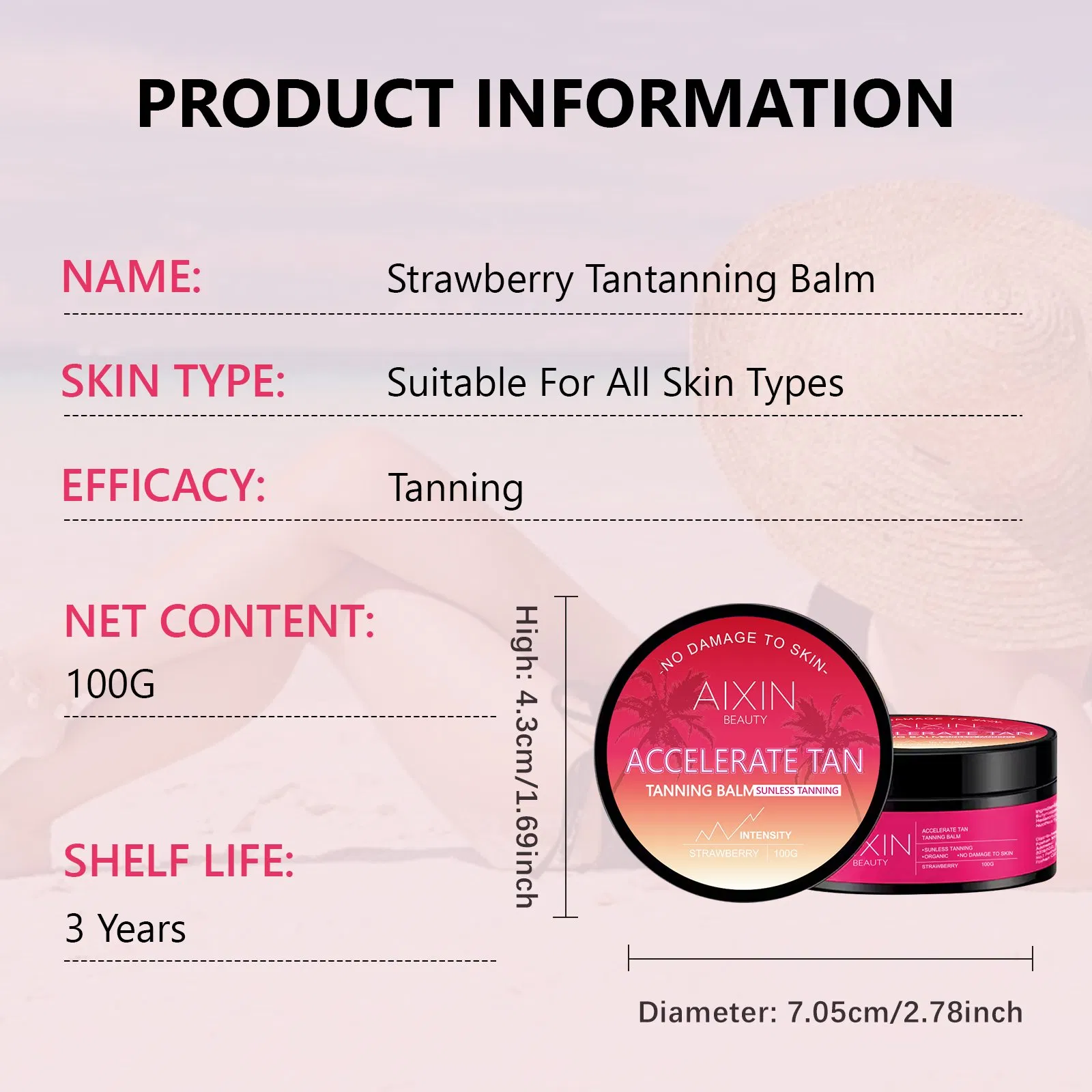 Beauty Skin Care Product Custom Accelerate Tan Dark Sunbed Strawberry Tanning Cream Cosmetics