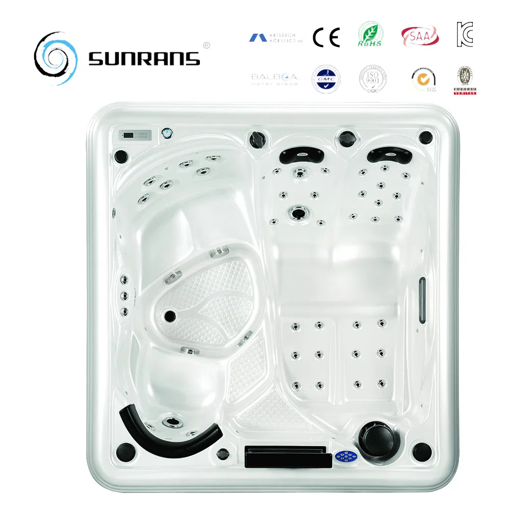 Угловая джакузи Sunrans на дровах, красная