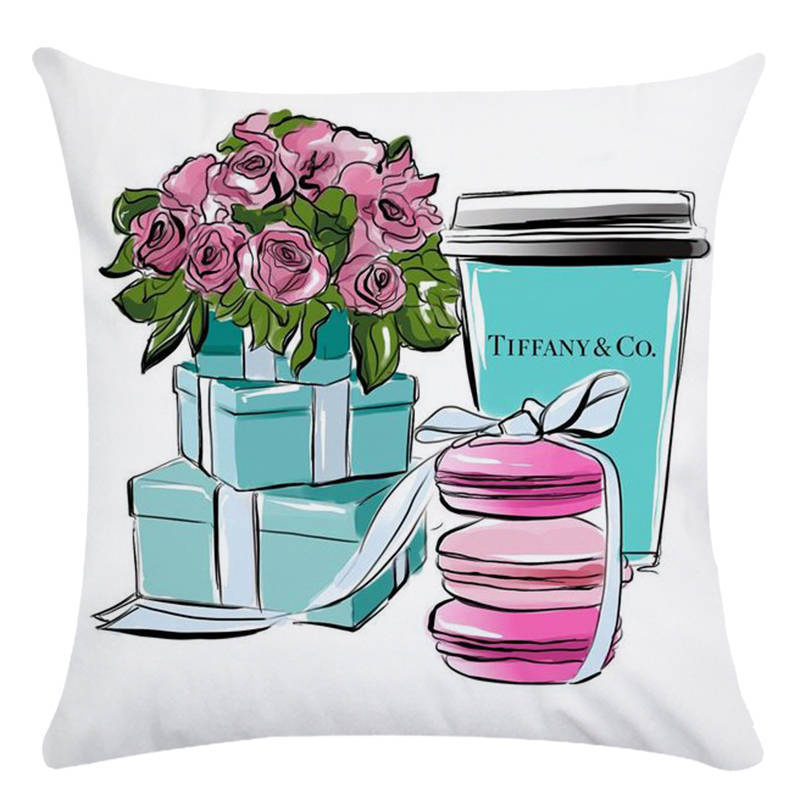 Painted Flowers Perfume Bottles Cushion Cover Polyester Cotton 45X45cm Pillowcase Home Decorative Throw Pillow Covers